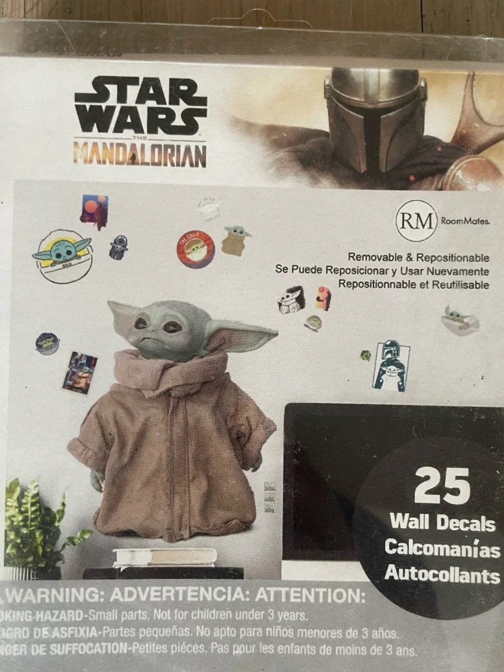 Star Wars Mandalorian Grogu Baby Yoda 25 Self-Adhesive RoomMates Wall Decals New